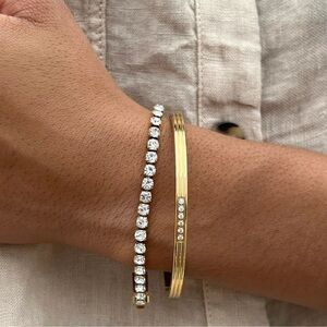 Gold Tone Tennis Bracelet - Elegant Sparkle
